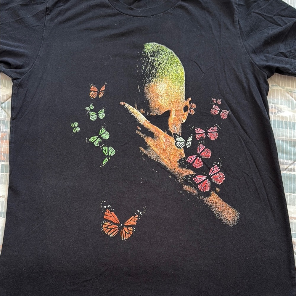 Frank Ocean Black Graphic T-Shirt with Butterfly Design
